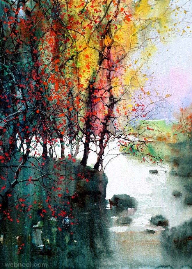 watercolor painting nature
