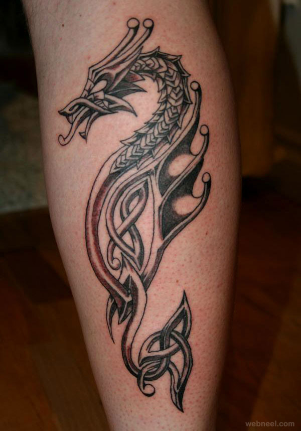 Tribal Dragon Tattoo Sleeve