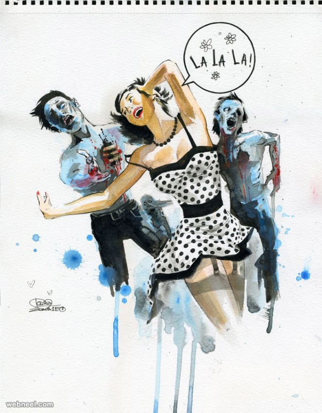25 Beautiful Grunge Art works by Lora Zombie - Psychedelic Watercolor Paintings