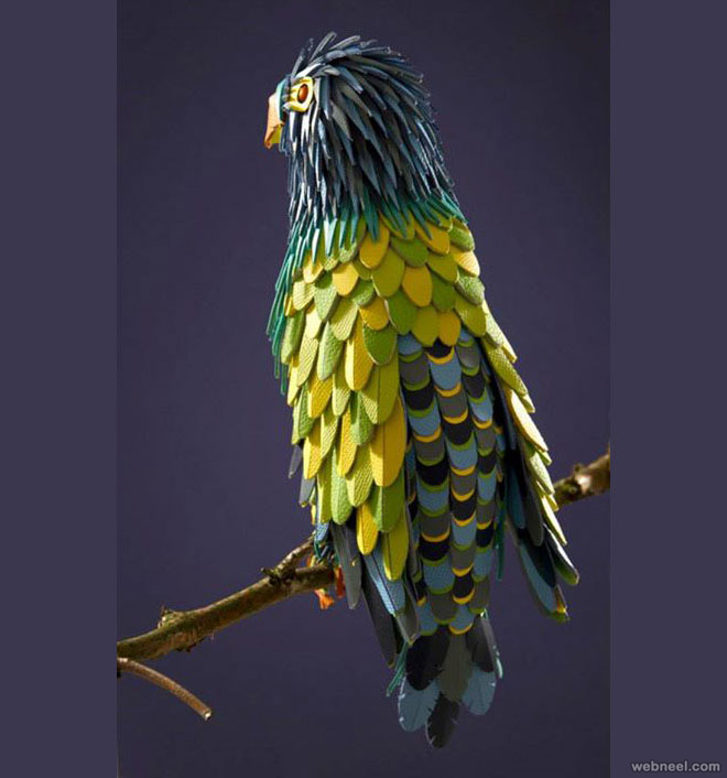 paper sculpture parrot