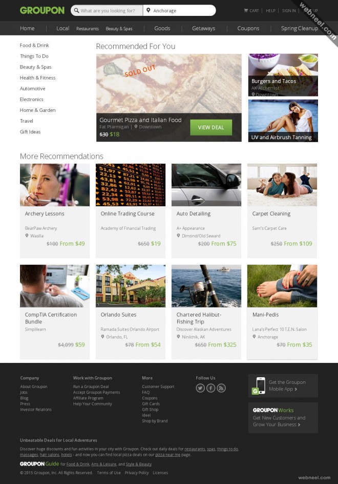 ecommerce website design groupon