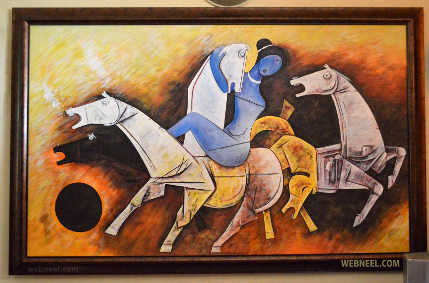horses mf hussain painting