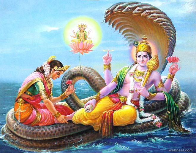 god vishnu with lakshmi