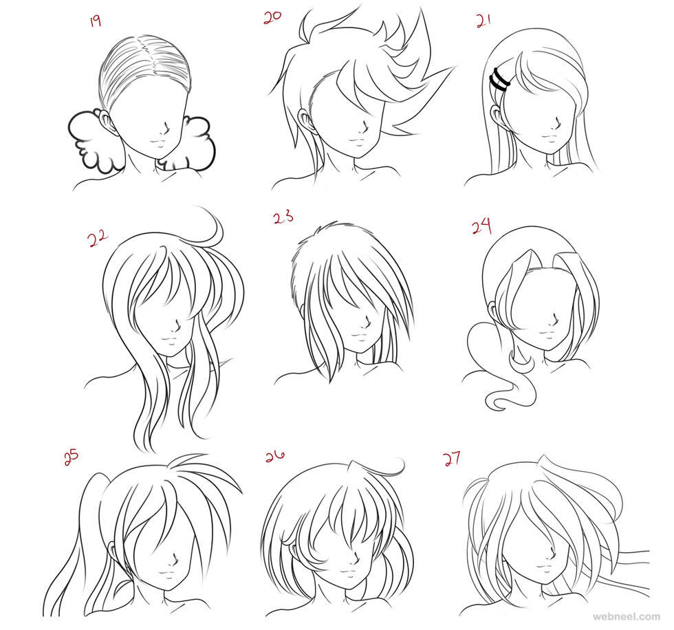 28 Top Images Drawing Hair Anime - How to draw female anime hair (part