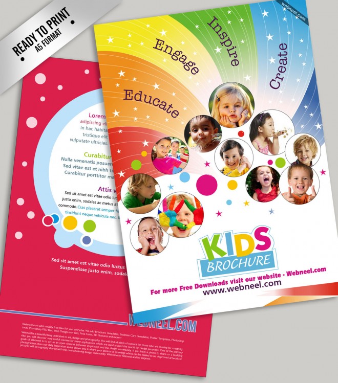 8 education kids colorful bifold brochure template