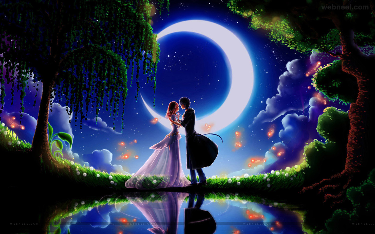 moonlight kiss wallpaper - HD Wallpaper