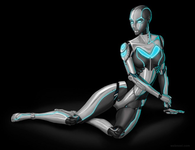 3d robot design girl