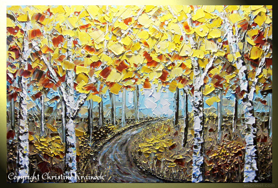 abstract tree palette knife paintings