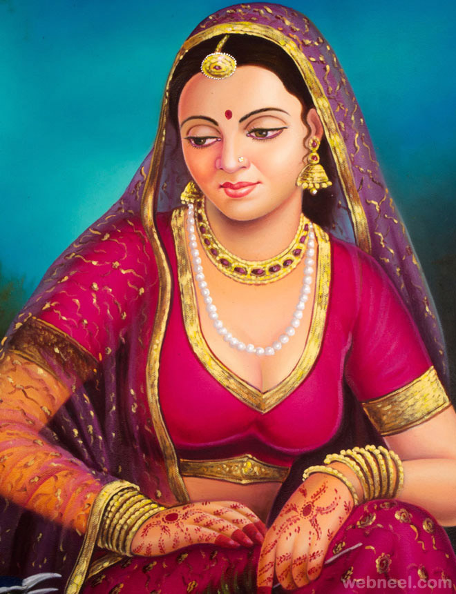 indian paintings woman
