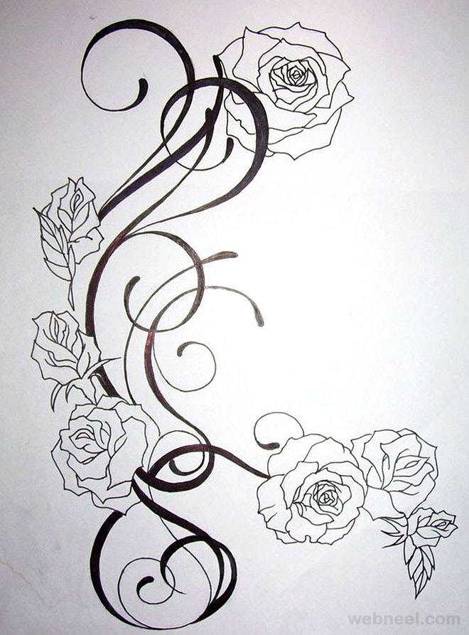 Pencil Art Flower Design