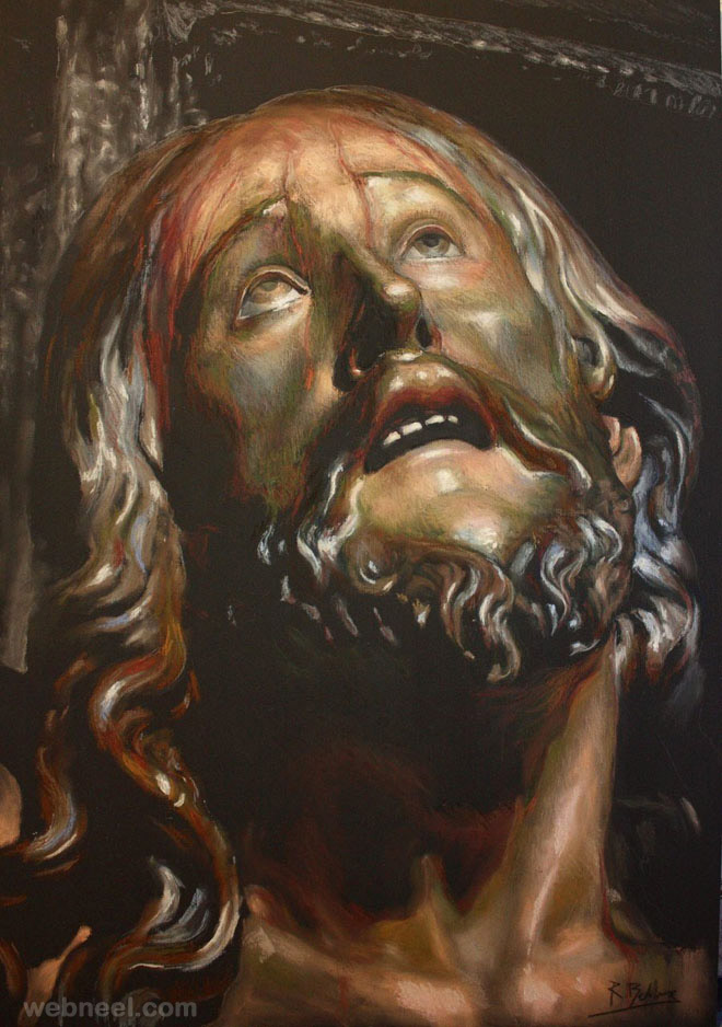 pastel painting jesus