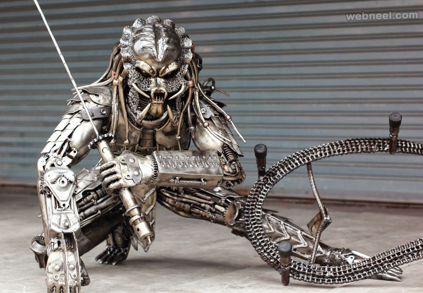 predator metal sculpture