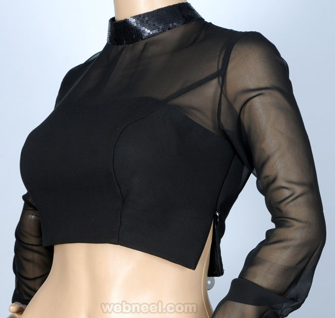 black highneck sidezip blouse pattern