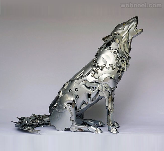 dog metal sculpture