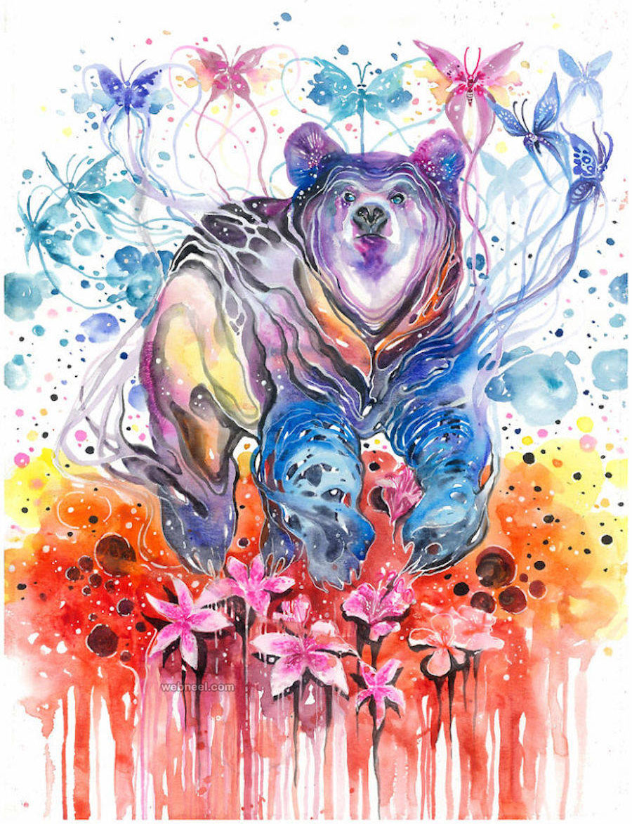 bear watercolor painting