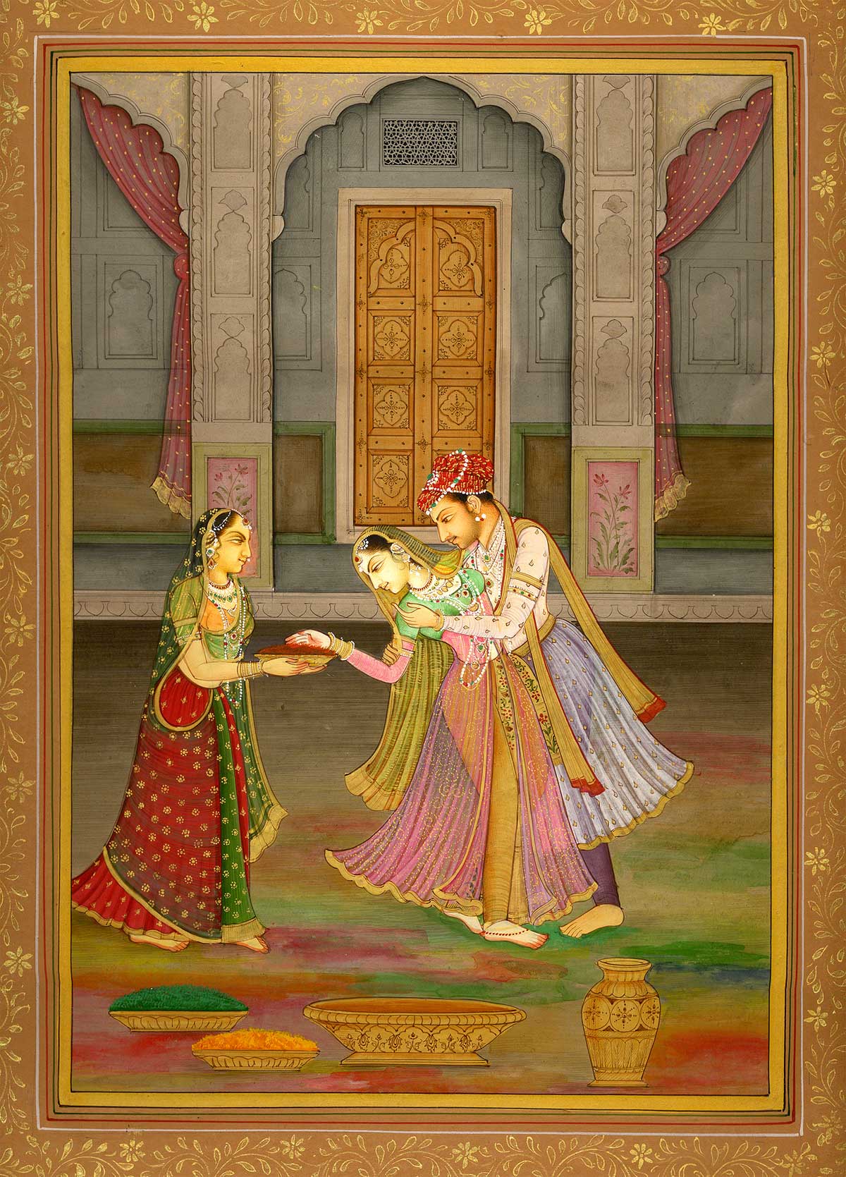 prince holi rajasthani rajput painting