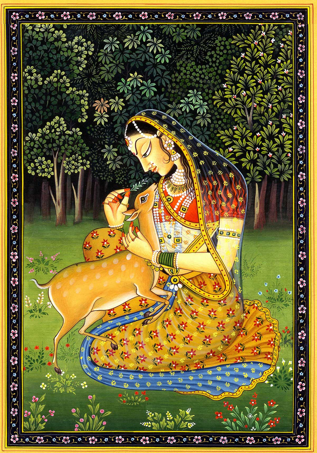 deer princess rajasthani rajput painting by exoticindiaart