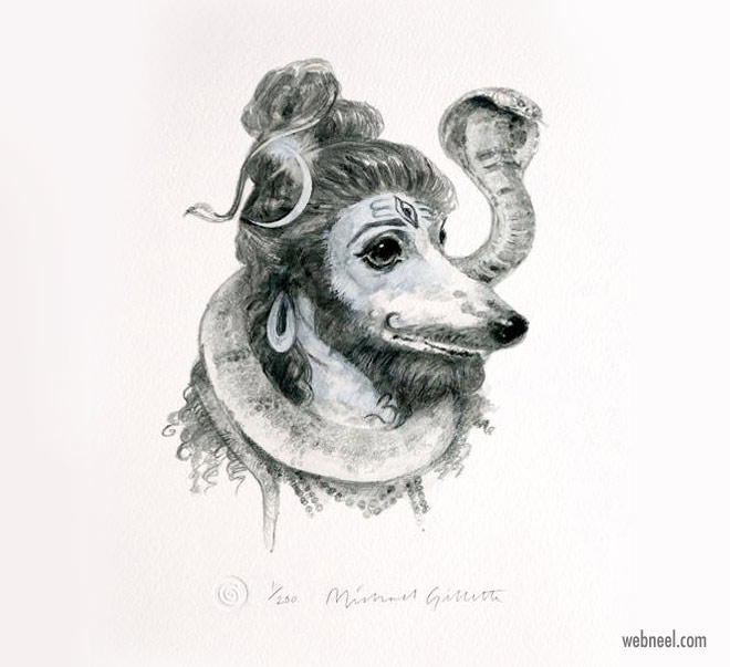 pencil drawing dog shiva funny by michaelgillete