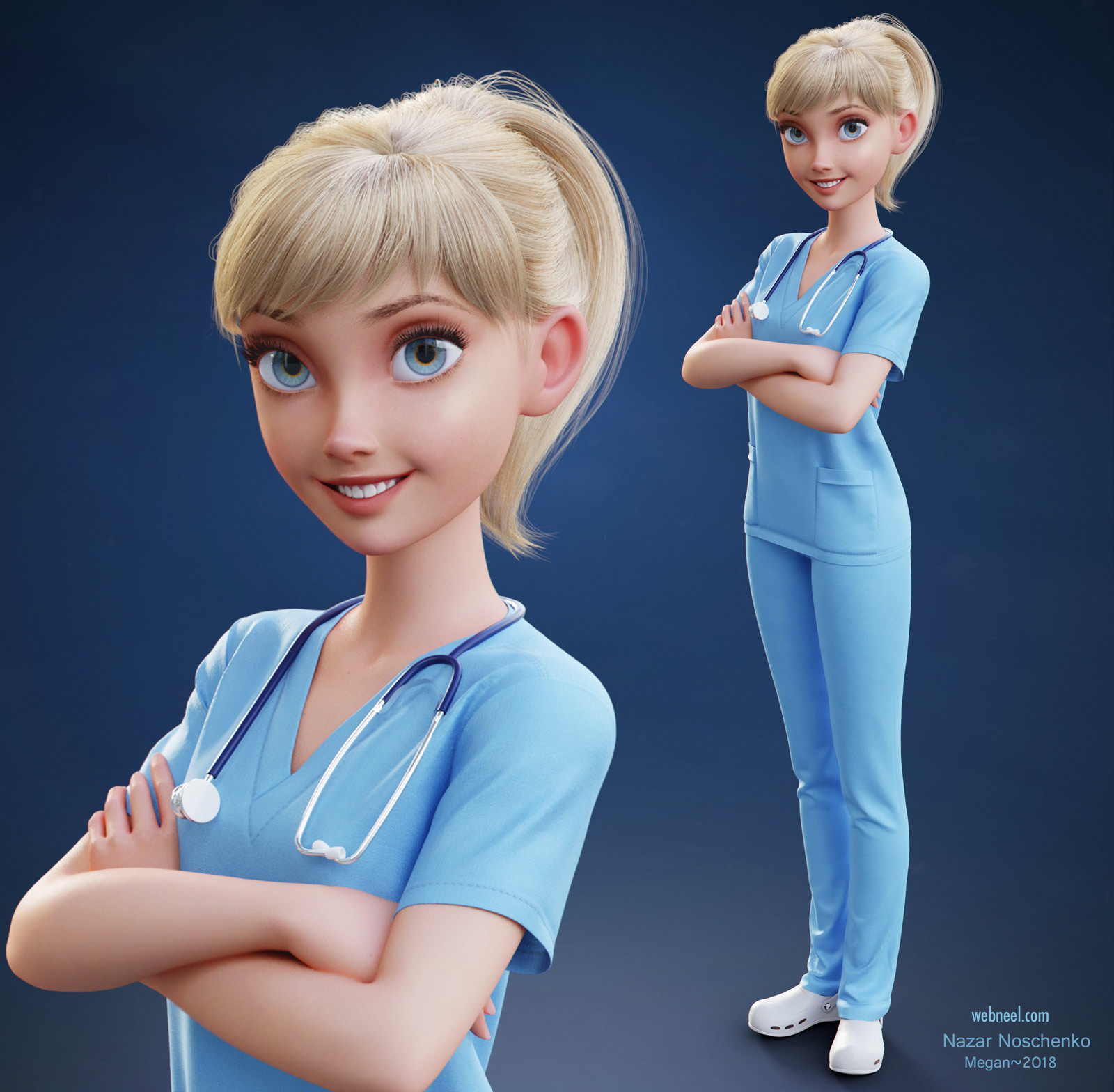 3d model girl nurse by nazar noschenko