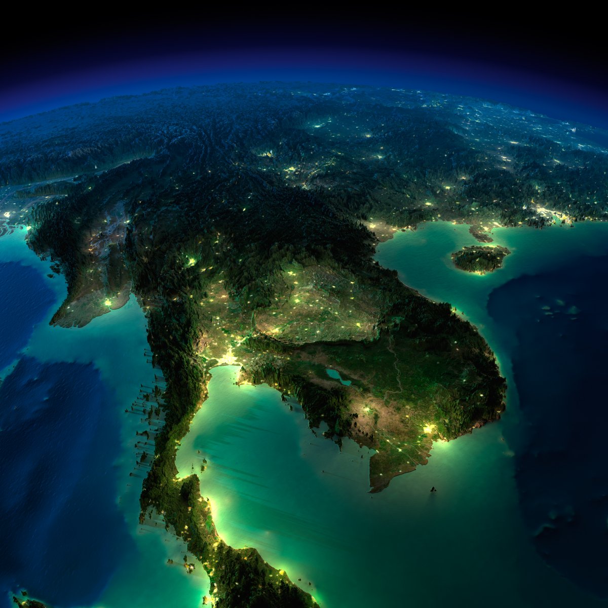 earth night photos southeast asia