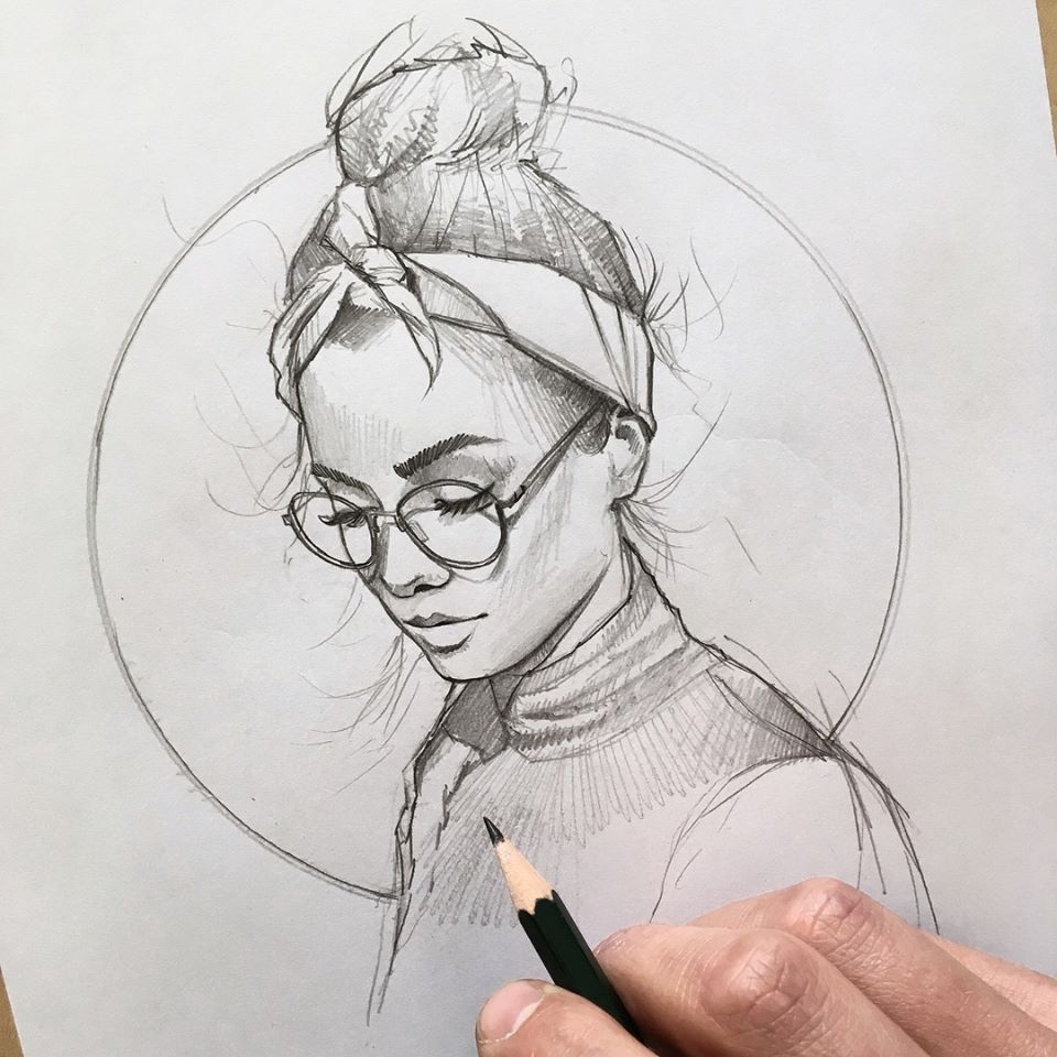 pencil drawing halo girl