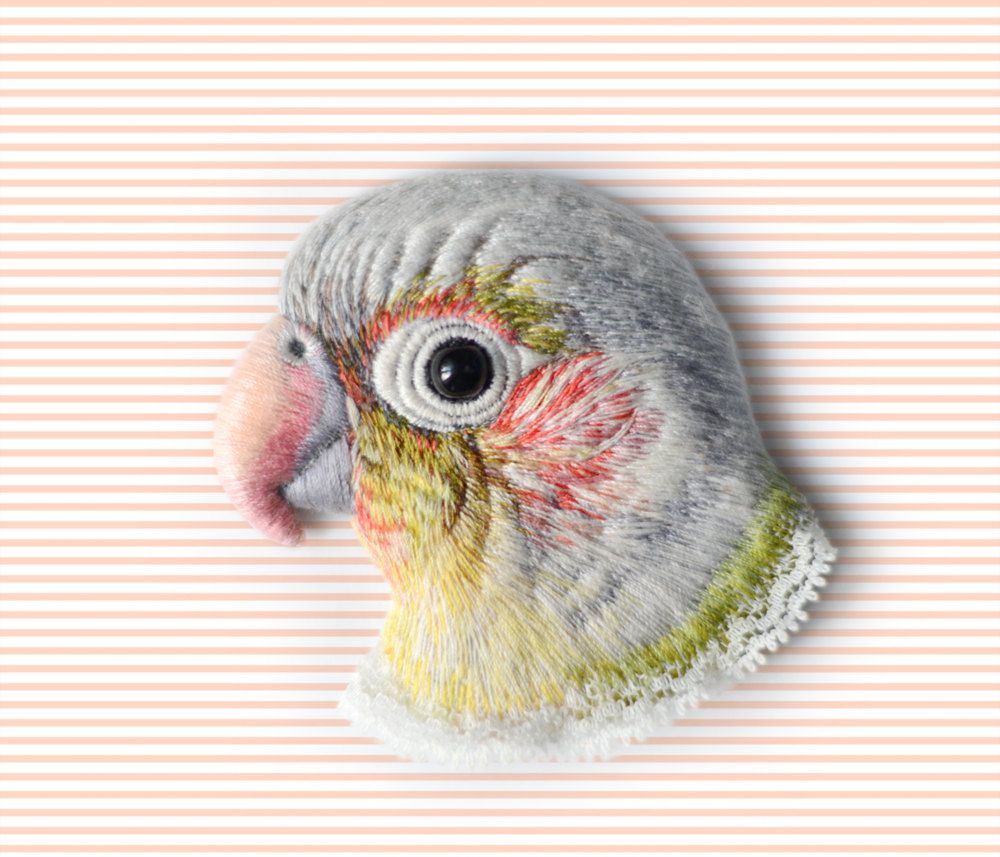 embroidery art white bird