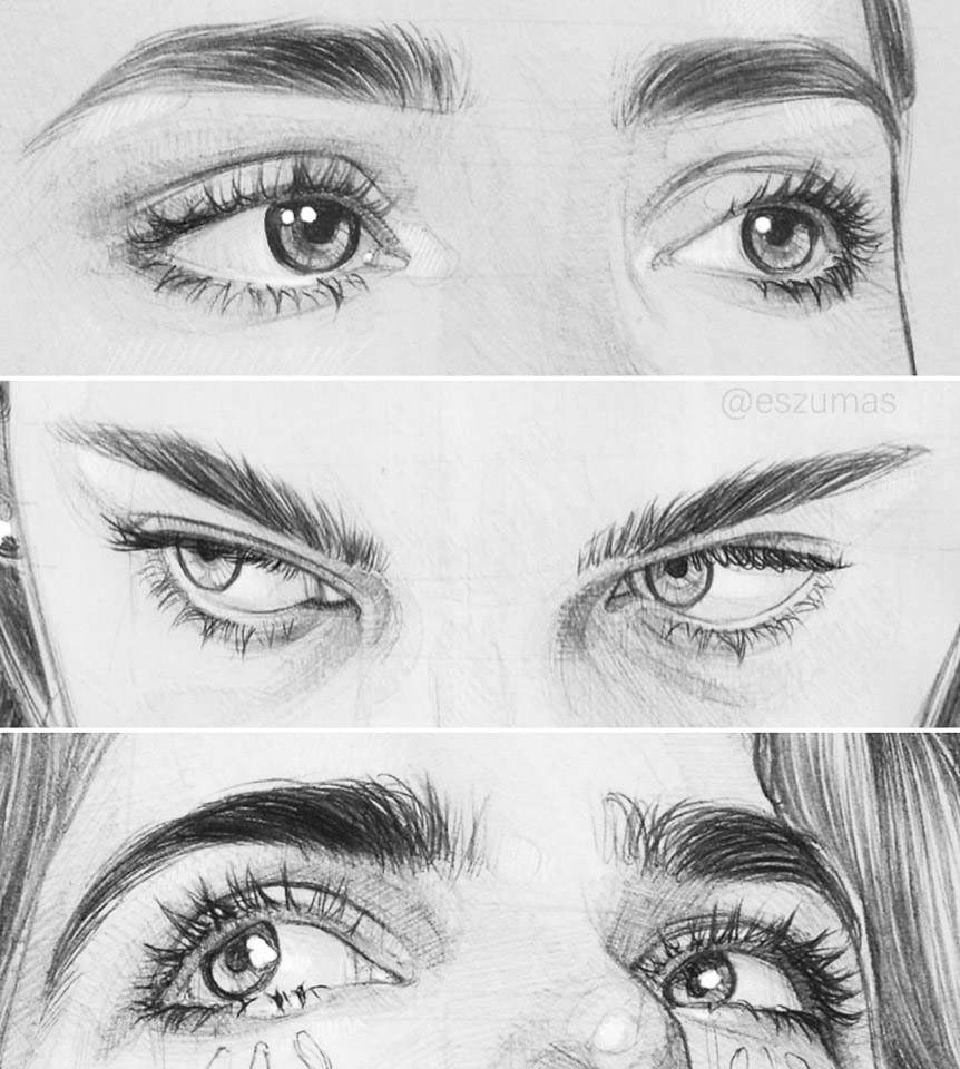 pencil drawing woman eyes