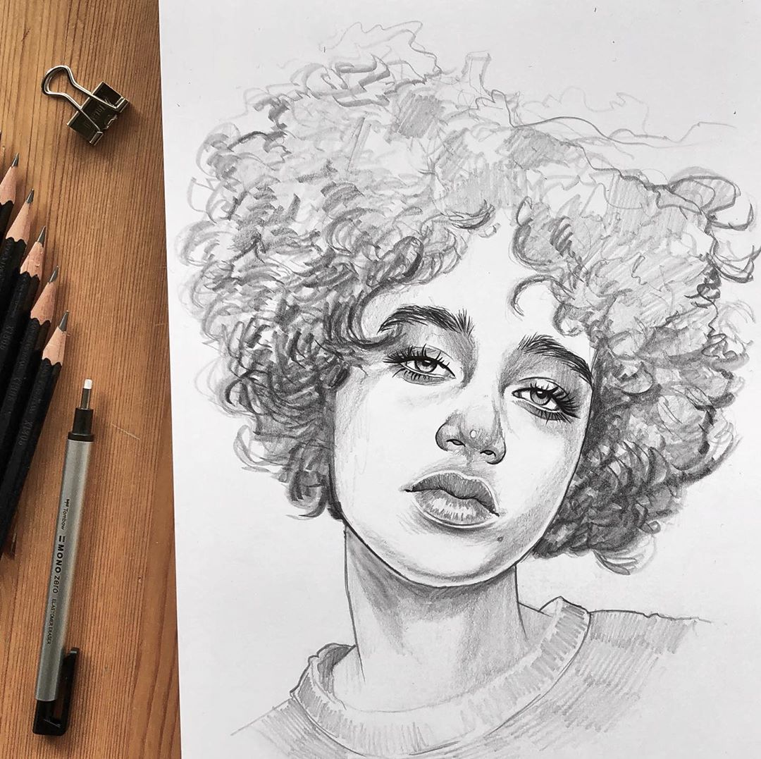 pencil drawing girl by florian erb