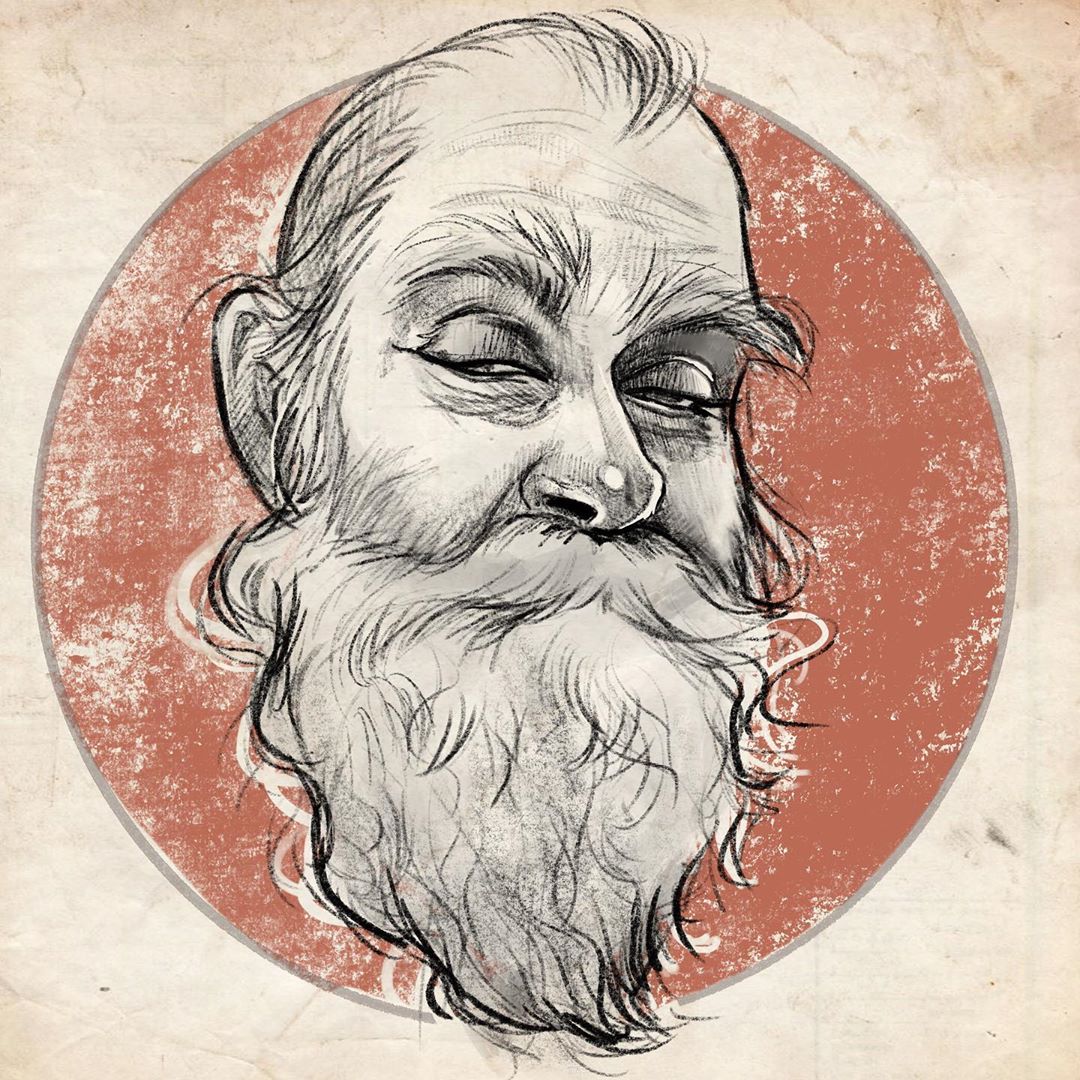 pencil drawing beard man by florian erb