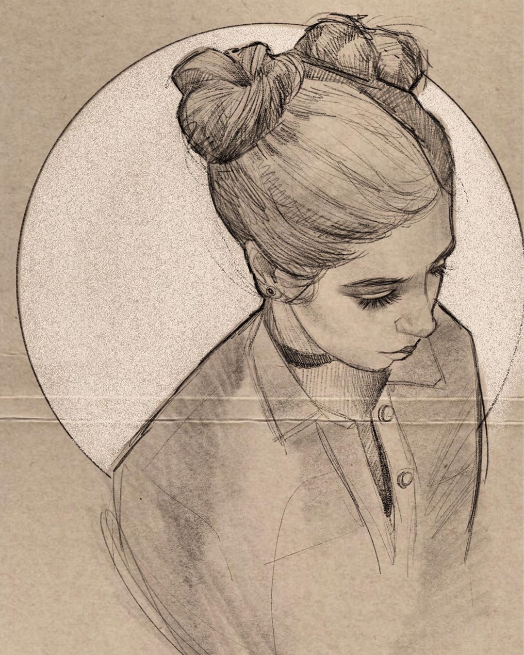 pencil drawing girl by florian erb