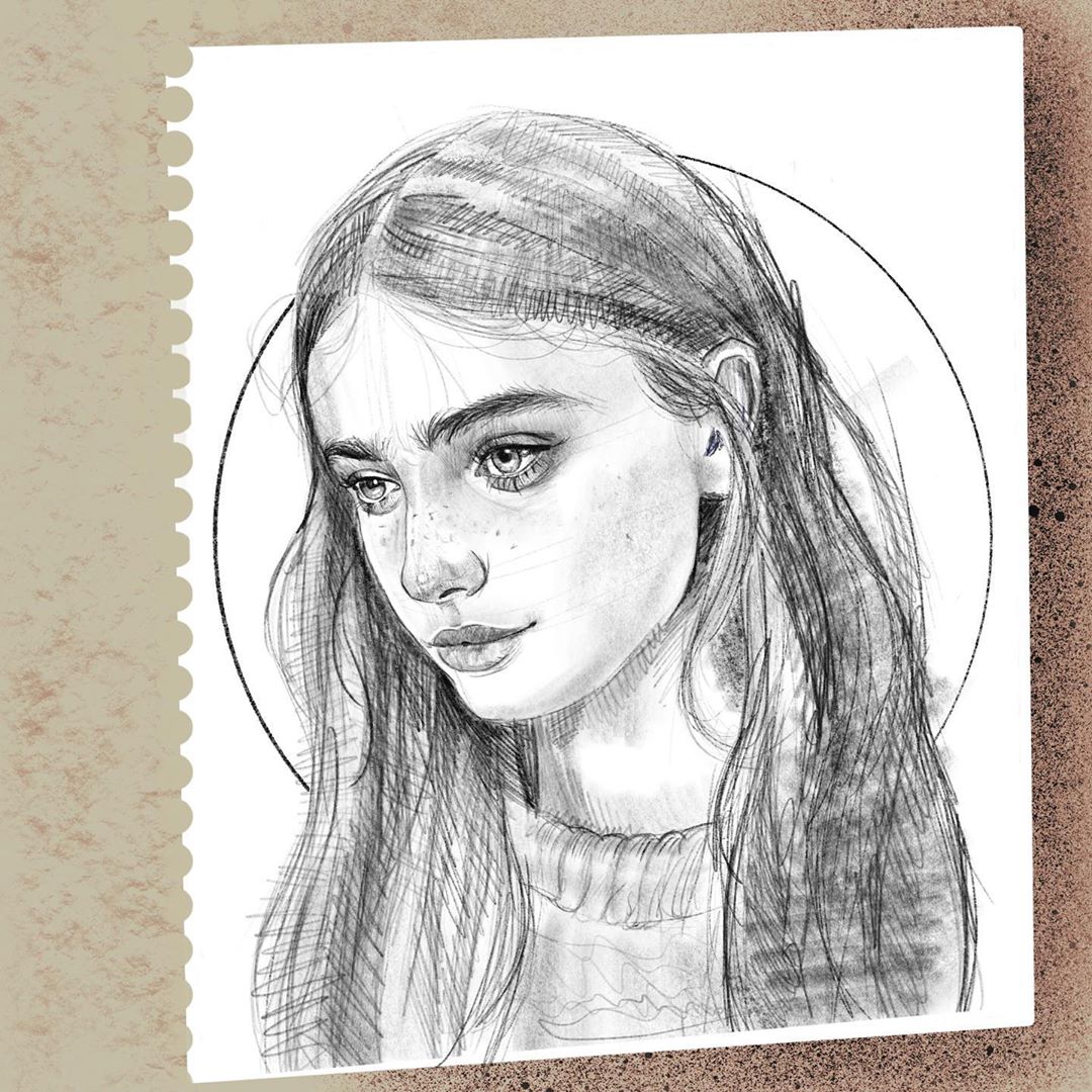 pencil drawing girl