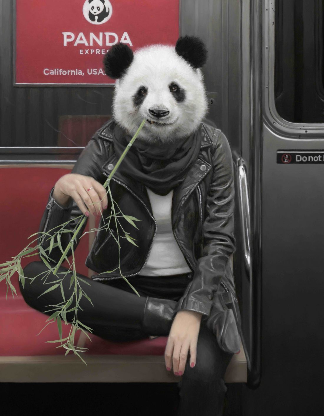 funny oil painting panda by matthew grabelsky