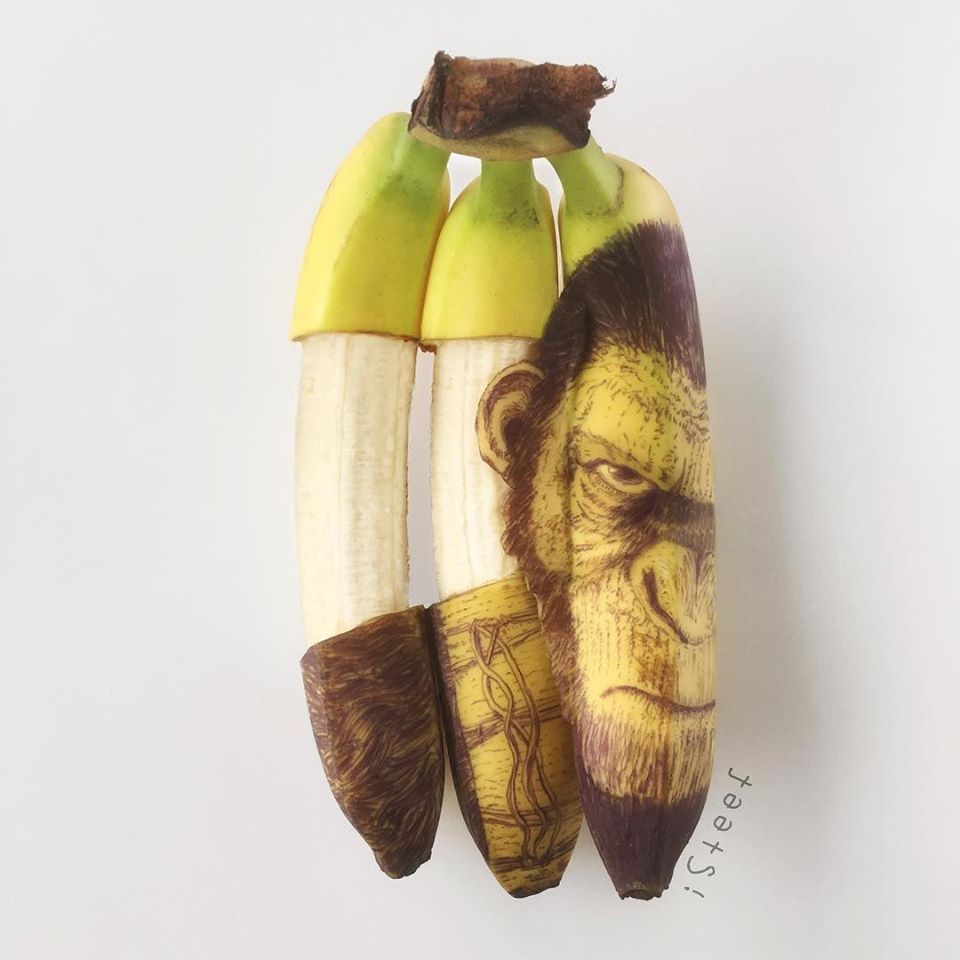 funny creative art ideas monkey banana by stephan brusche