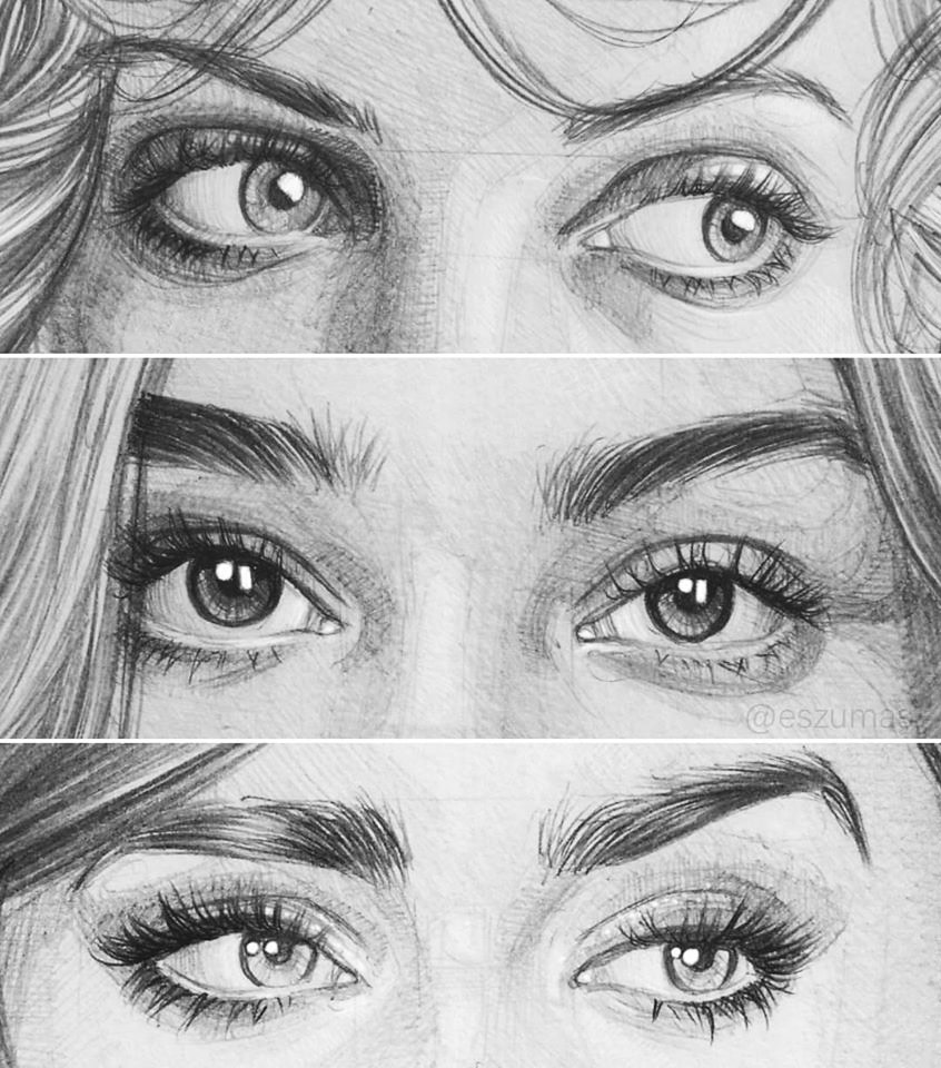 pencil drawing lady eyes