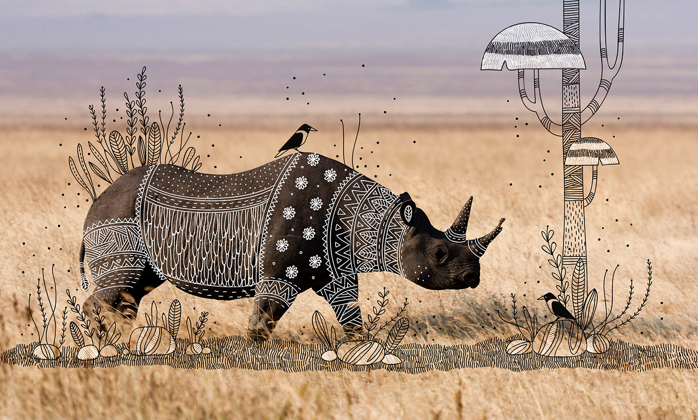creative art ideas rhinoceros