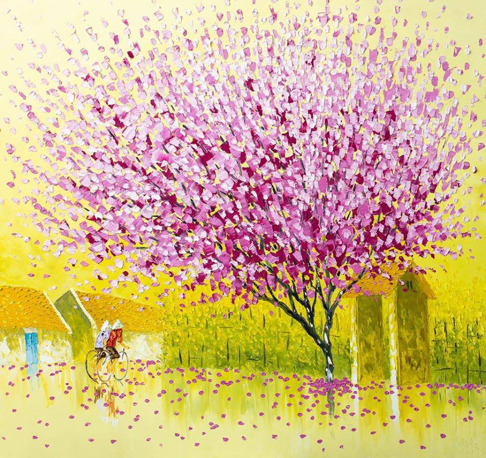 oil paintings purple tree