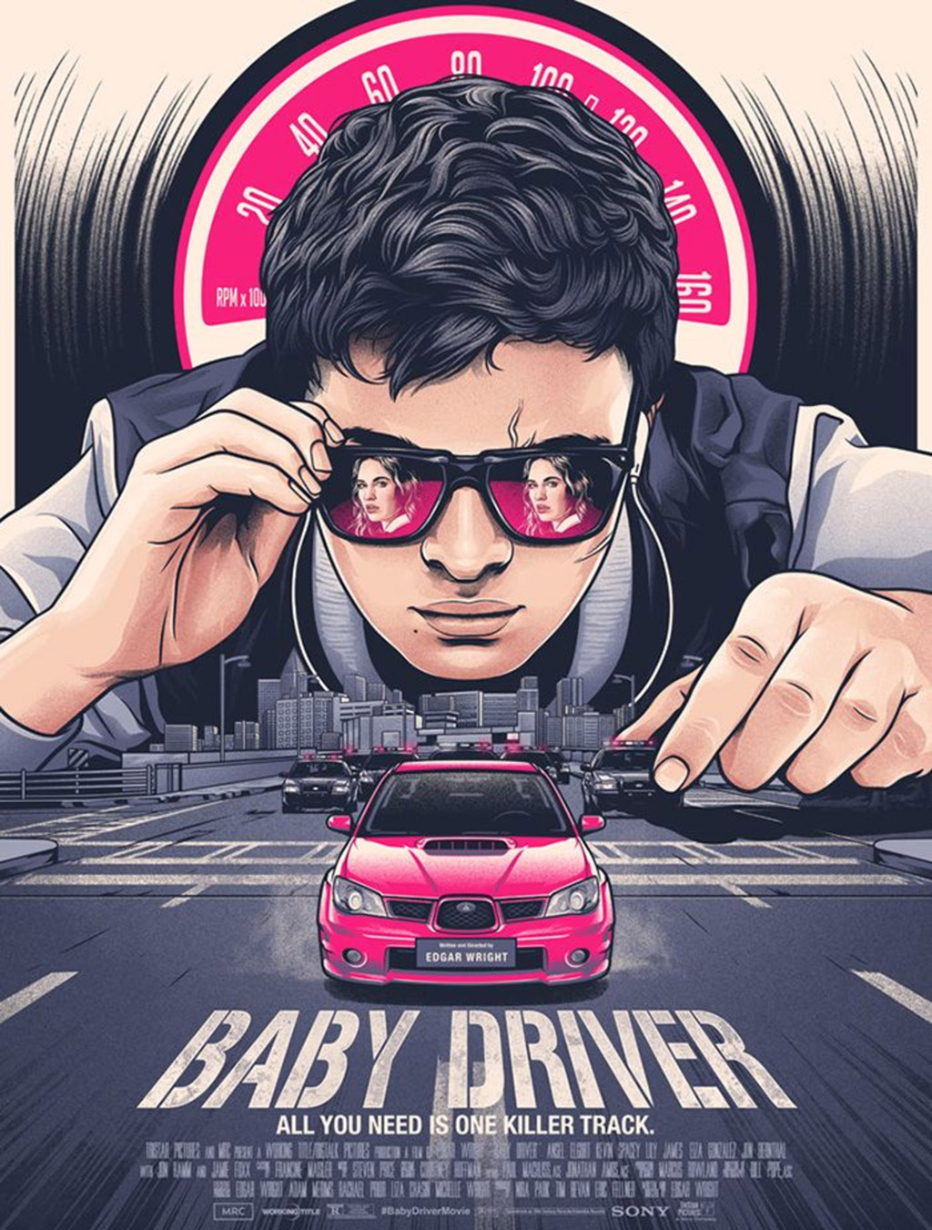 illustration movie poster design baby driver