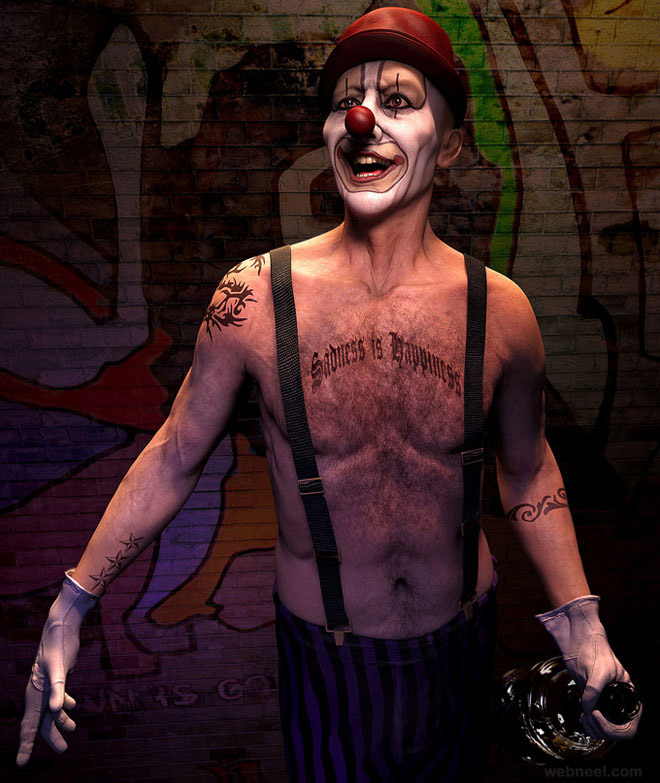 joker clown 3d character design