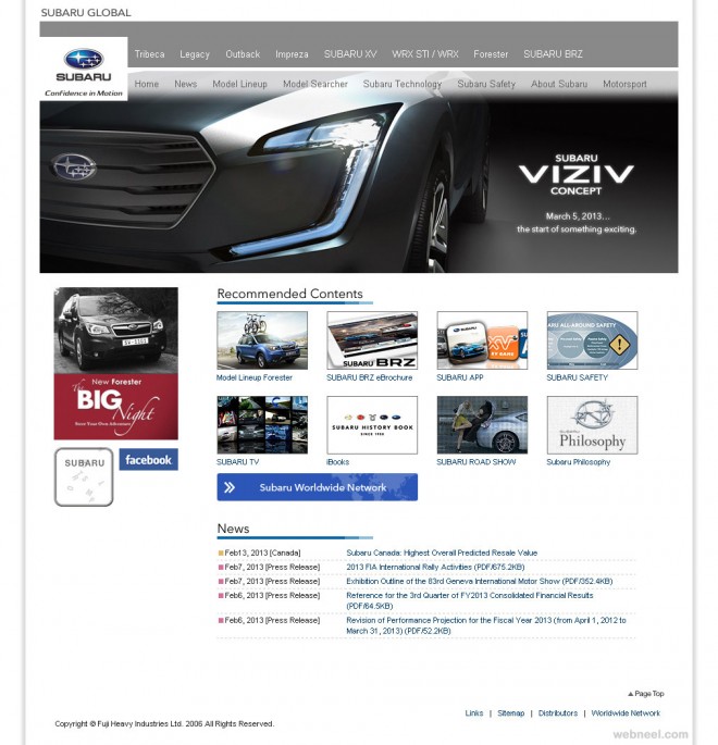 subaru corporate website design