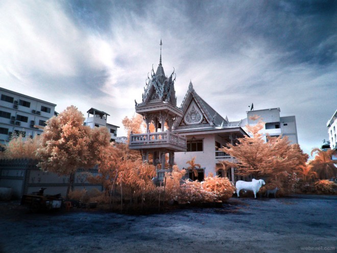 thai temple infrared photography
