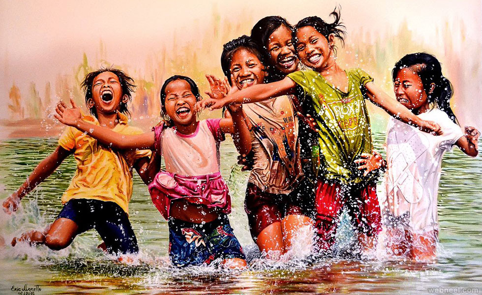 kids happy acrylic painting eric marette