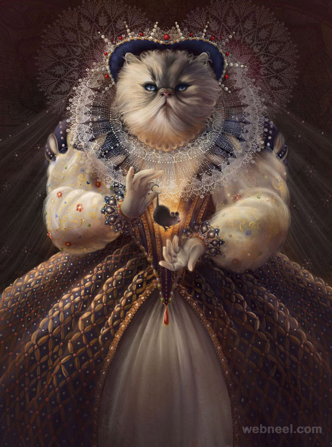 cat queen painting