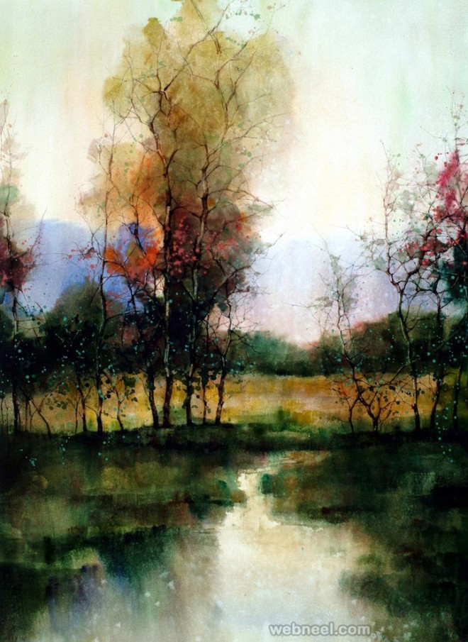 watercolor painting landscape