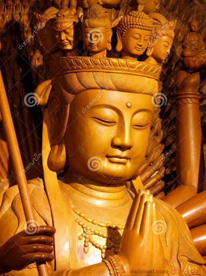 wood carving buddha sculpture
