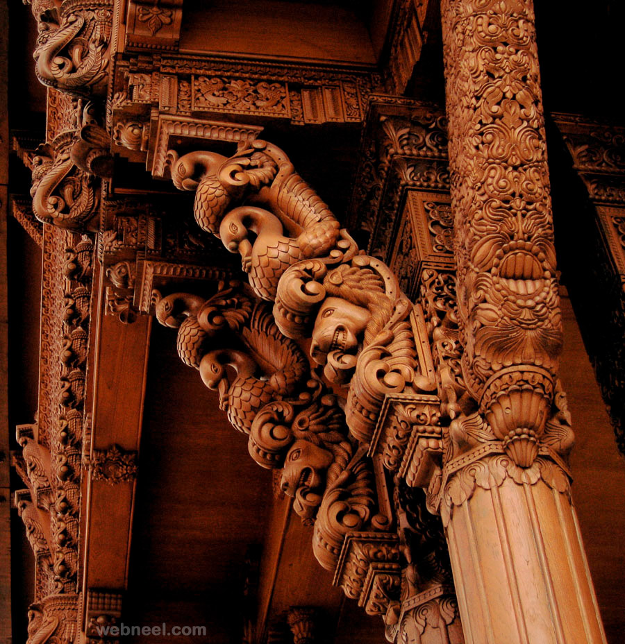 wood carving designs hindu temple