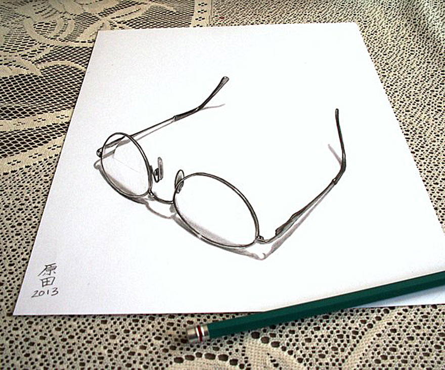 glass 3d pencil drawing