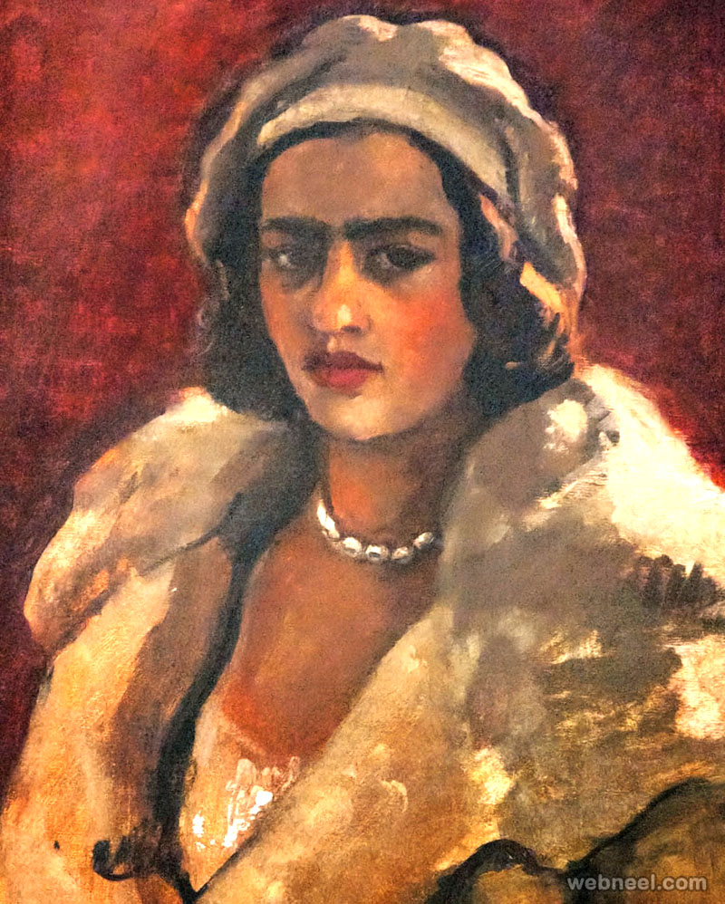 woman painting by amrita sher gil