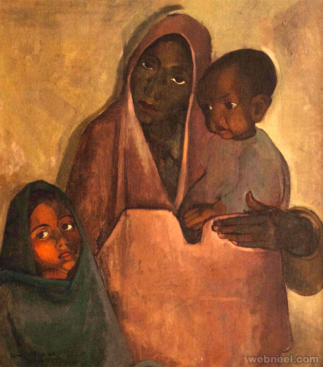 mother children painting by amrita shergil