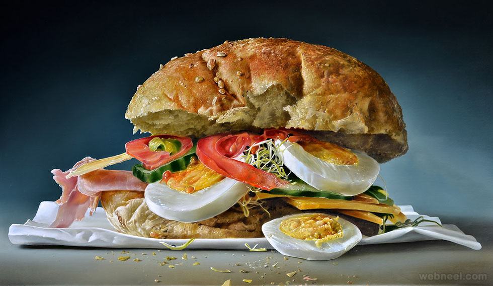 sandwich realistic oil paintings by tjalf sparnaay