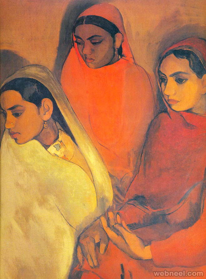 three women painting by amrita shergil